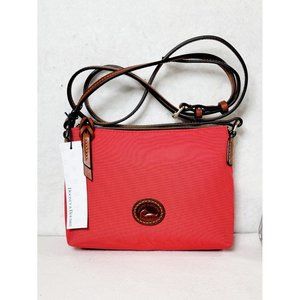 Dooney & Bourke Women Red Nylon Crossbody Pouchette Adjustable Leather Strap NWT